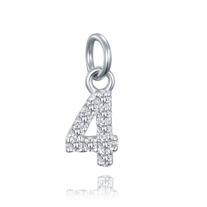 MINET Silver trailer with numeral "4" inlaid with cubic zirconias JMAS9014SP00