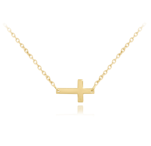 MINET Pozlátený strieborný náhrdelník malý plochý krížik JMAS0129GN45
