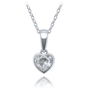 MINET Detský náhrdelník z bieleho zlata so srdcovým príveskom a bielym zirkónom Au 585/1000 1,85 g JMG0237WSN38