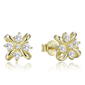 MINET Elegant gold-plated silver earrings with zircons JMAN0680GE00