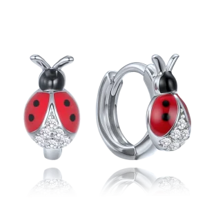 MINET Children's silver earrings red ladybugs inlaid with crystals JMAD0062SE00
