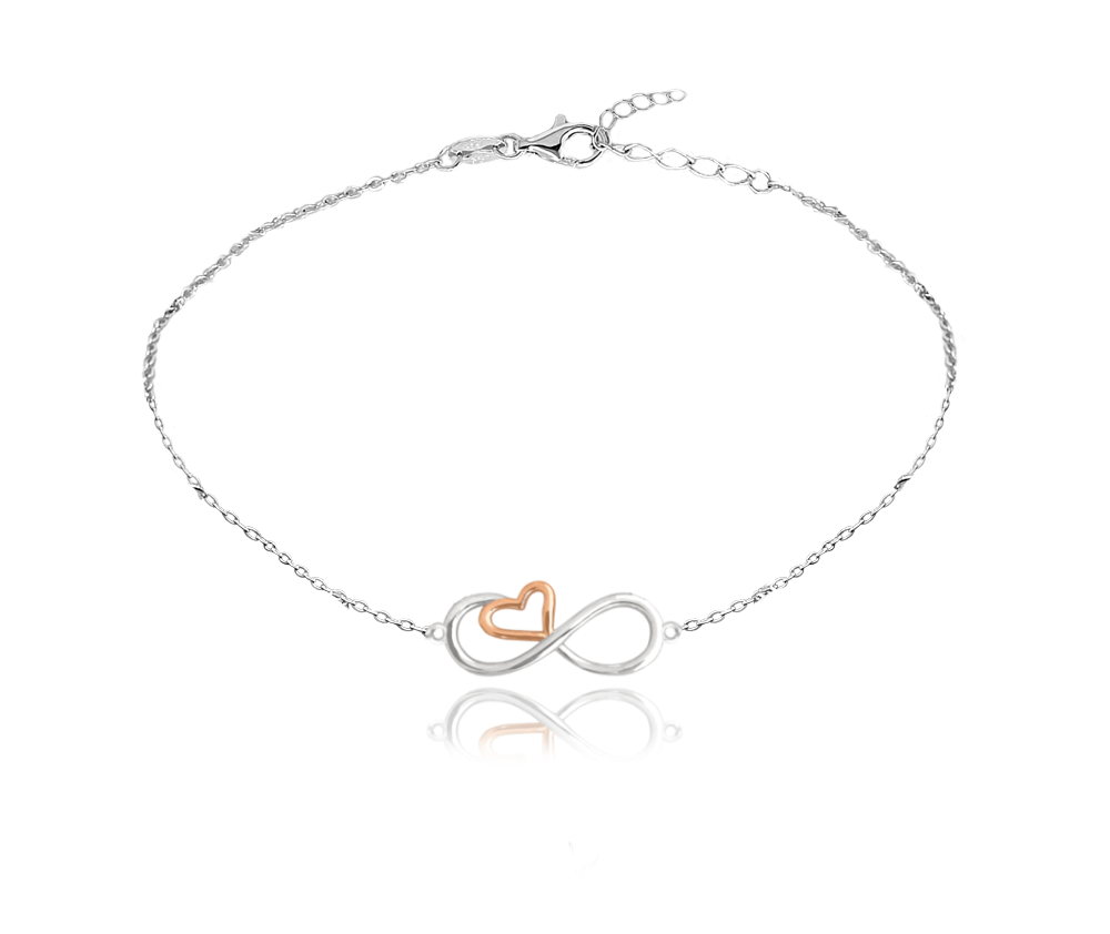 MINET Rose gold stříbrný řetízek na kotník FOREVER LOVE JMAN0391RB27