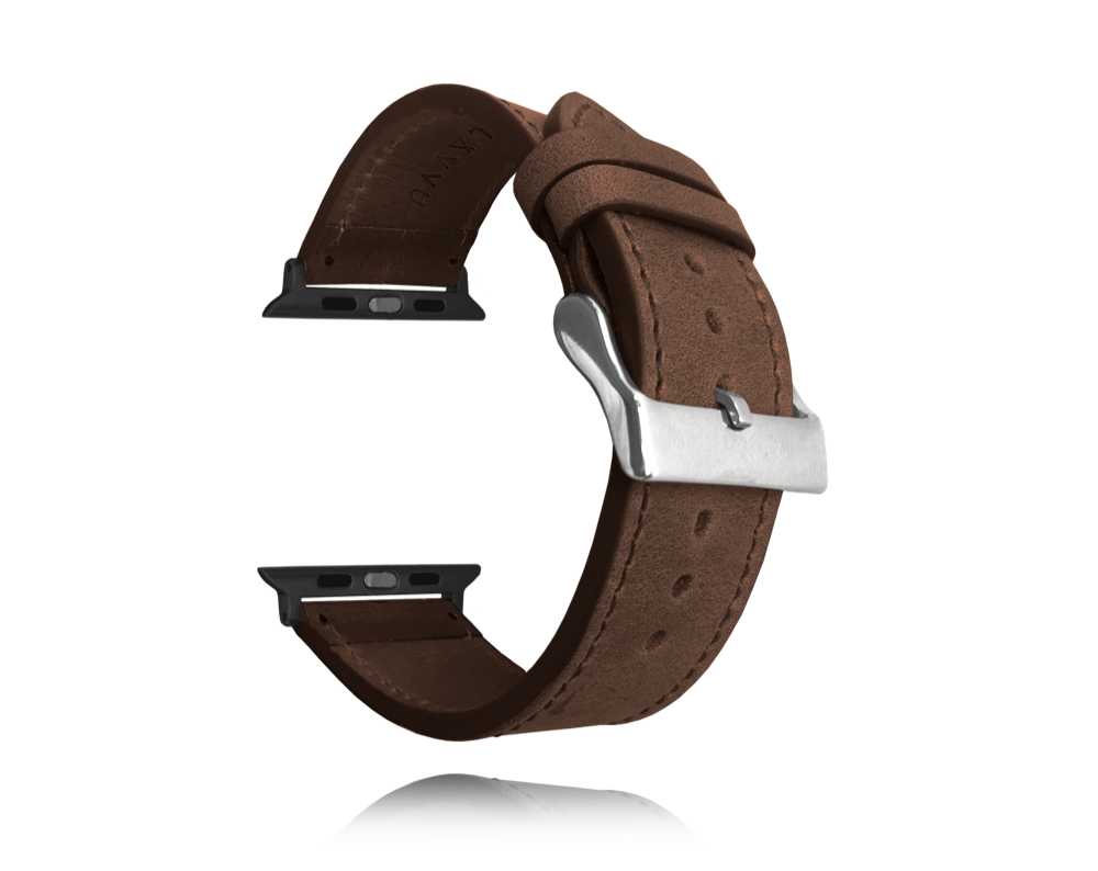 Levně LAVVU Tmavě hnědý kožený řemínek Top Grain pro APPLE WATCH 42-44 mm LSXACX2