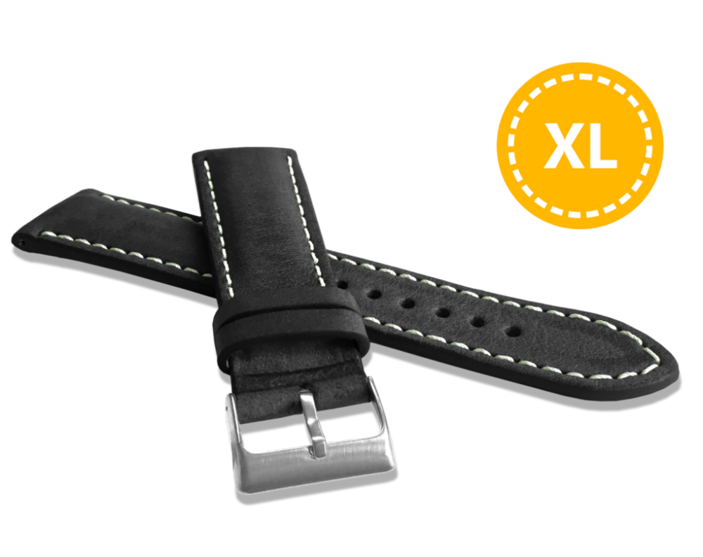 Levně LAVVU LSRXB20 XL Prodloužený přírodně barvený černý řemínek NATURE z kůže Top Grain - 20 XL
