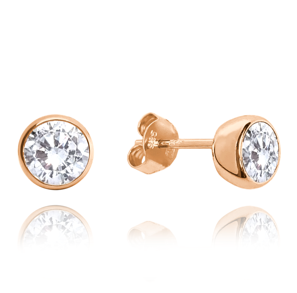 MINET Rose gold stříbrné náušnice PECKY s bílými zirkony JMAN0301RE00