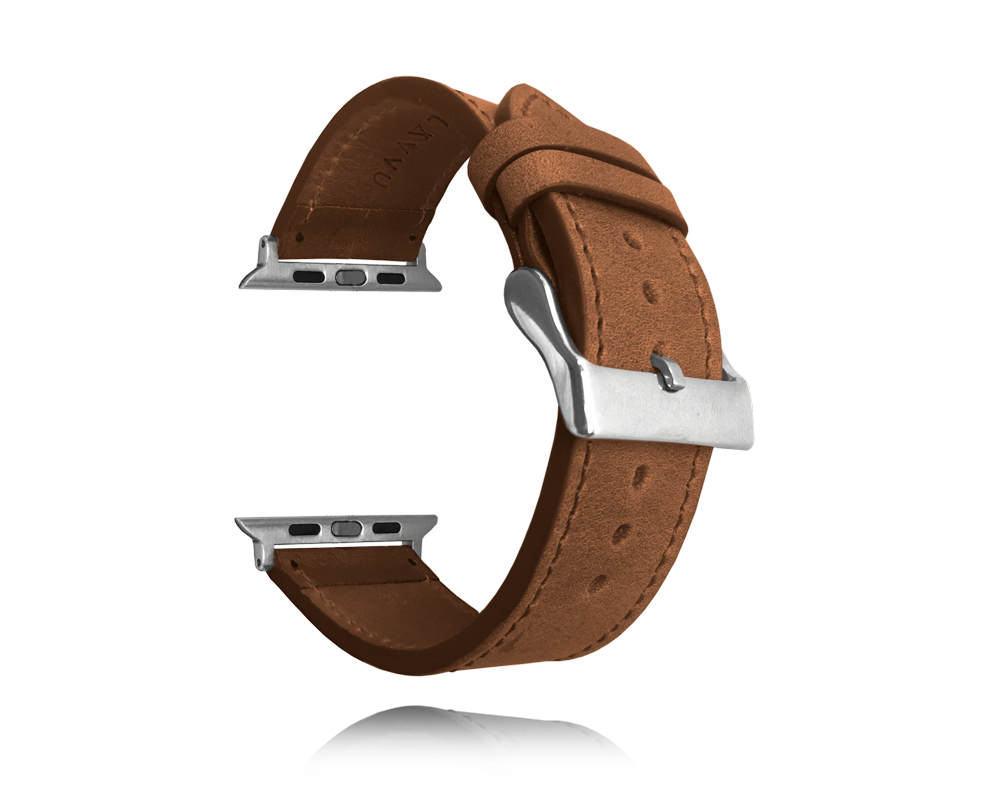 Levně LAVVU Hnědý kožený řemínek Top Grain pro APPLE WATCH 42-44 mm LSXAES2