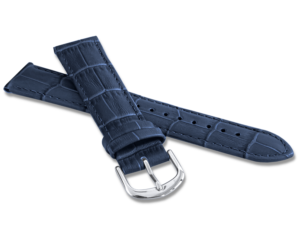 Levně LAVVU BSIUL20 Tmavě modrý prošitý řemínek CROCO - 20 mm