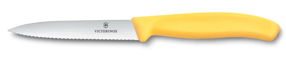 Levně Nůž na zeleninu s vlnkovaným ostřím 10 cm Victorinox 6.7738.C1 Žlutý