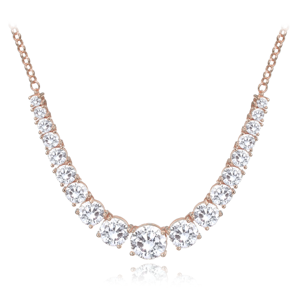 MINET Rose gold luxusní stříbrný náhrdelník s bílými zirkony Ag 925/1000 16,00g JMAS0308RN45