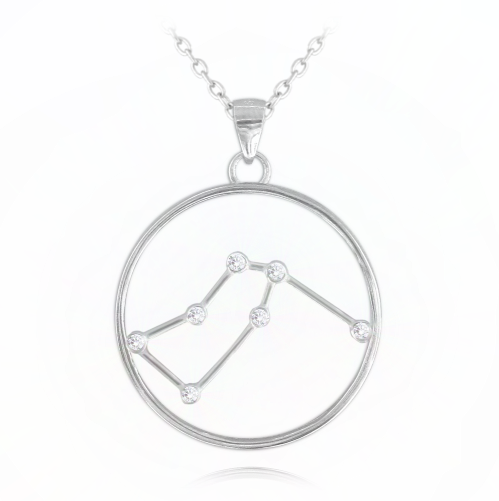 MINET Stříbrný náhrdelník Stars znamení VODNÁŘ Czech Crystal JMAS9502SN45