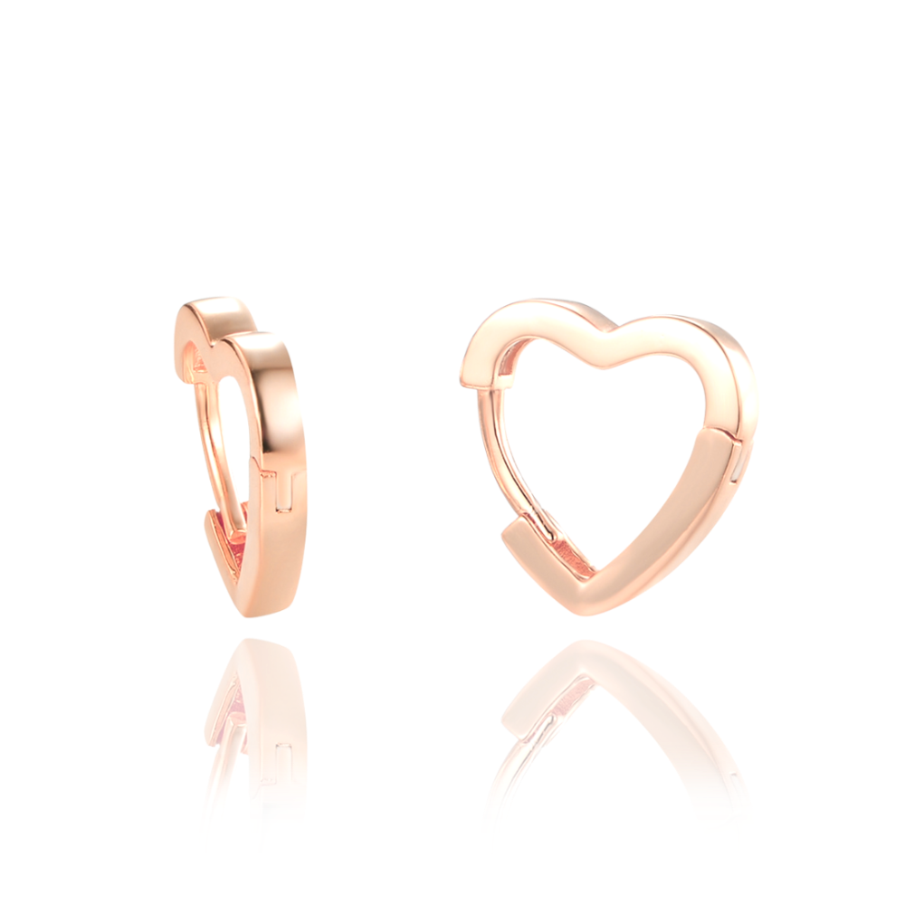 MINET Elegantní rose gold stříbrné náušnice srdce JMAS0236RE00