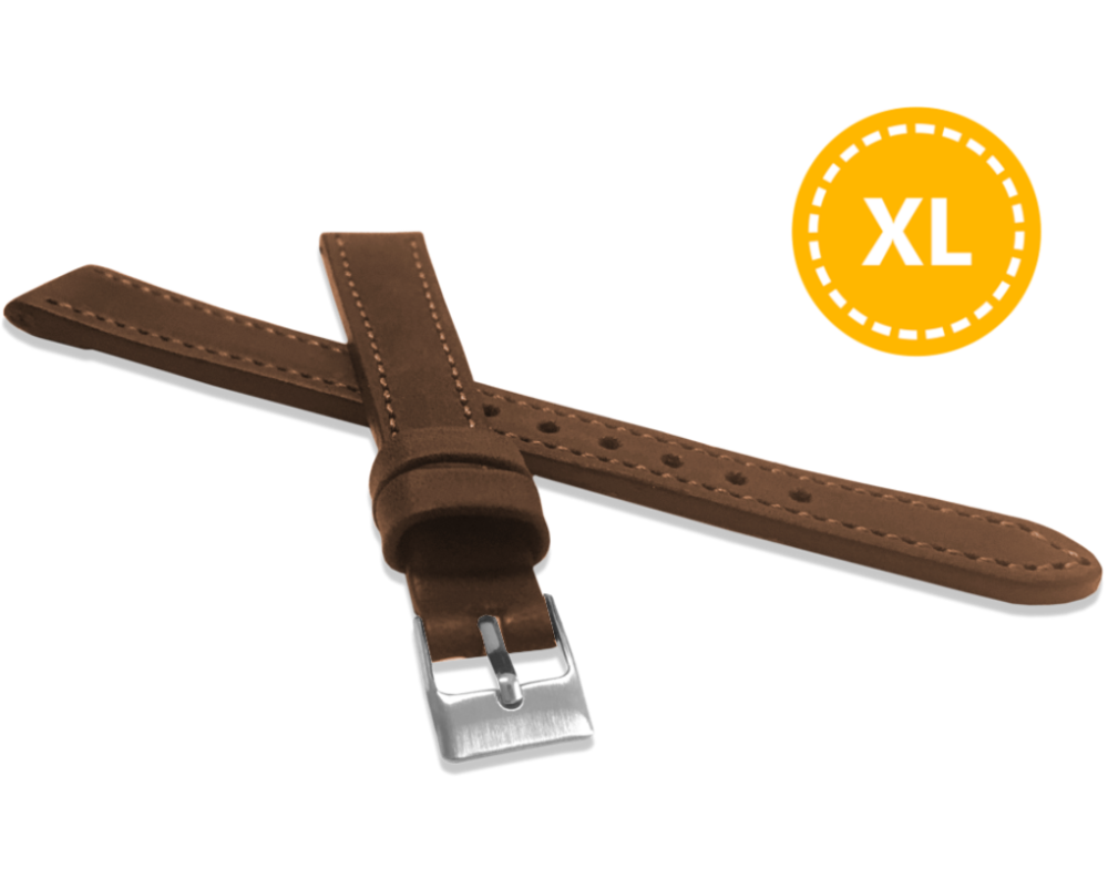Levně LAVVU LSAXE14 XXL Prodloužený prošitý hnědý řemínek SPORT z luxusní kůže Top Grain - 14 mm XXL