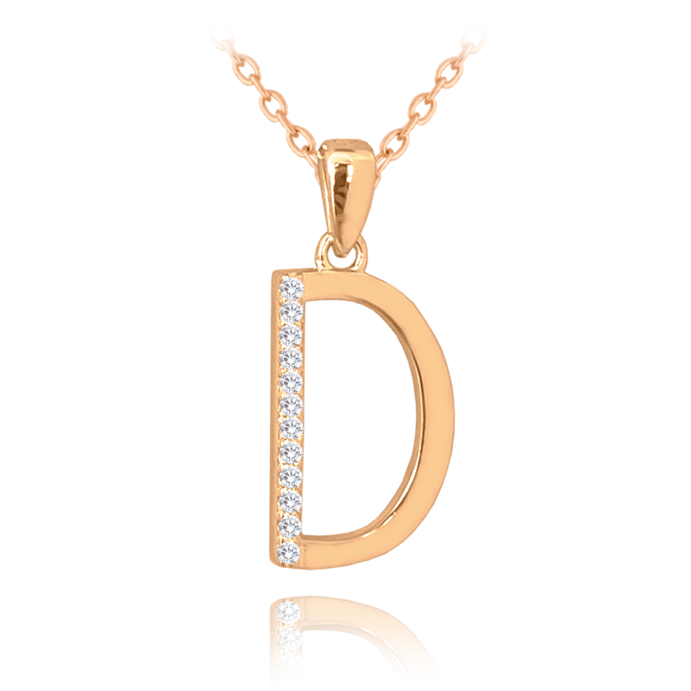 MINET Rose gold decentní stříbrný náhrdelník s bílými zirkony JMAS0204RN42