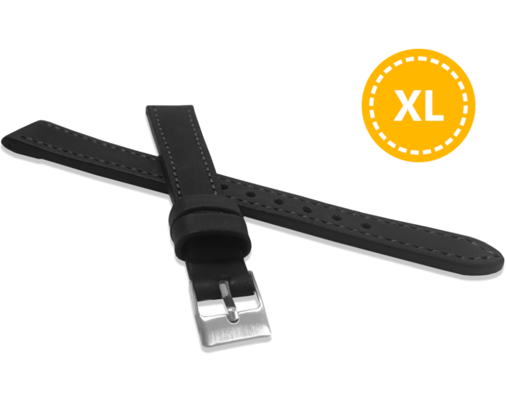 Levně LAVVU XXL Prodloužený prošitý černý řemínek SPORT z luxusní kůže Top Grain - 12 XXL