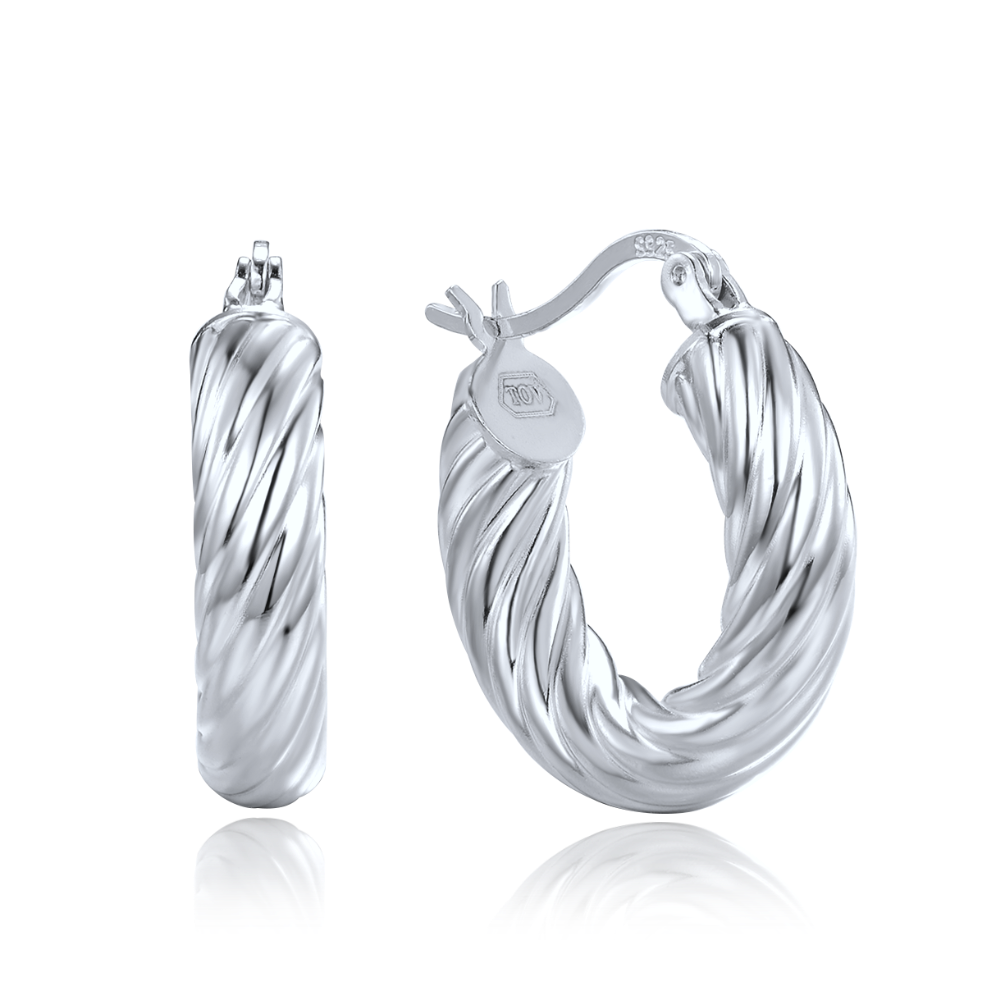 Levně MINET Moderní stříbrné náušnice JMAN0623SE00