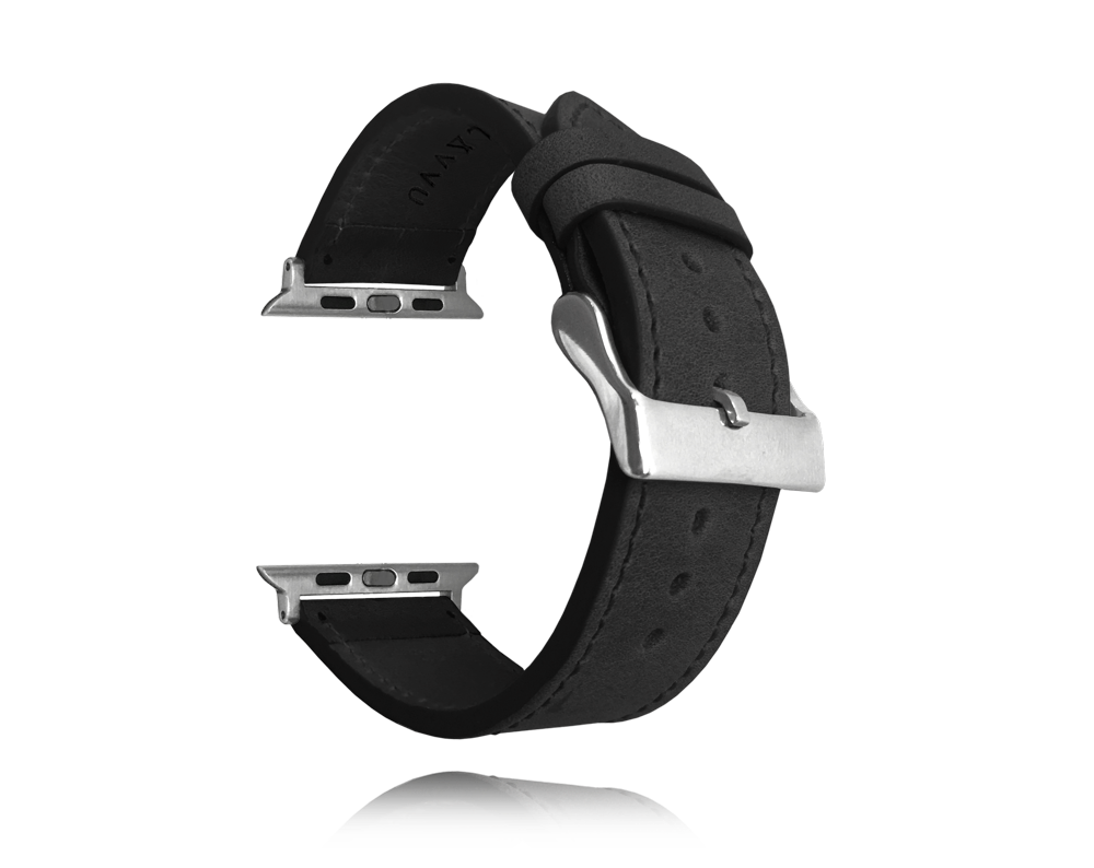 Levně LAVVU Černý kožený řemínek Top Grain pro APPLE WATCH 38-40 mm LSXABS1