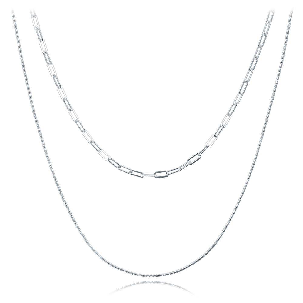 Levně MINET Elegantní dvojitý stříbrný náhrdelník JMAN0619SN40