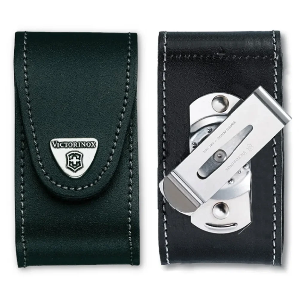 Levně Pouzdro na nůž kožené černé s klipem Victorinox 4.0521.31