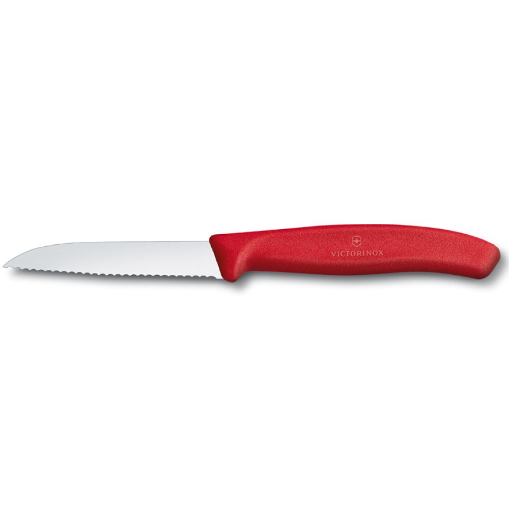 Levně Nůž na zeleninu Victorinox 6.7431 8 cm vlnkované ostří červený