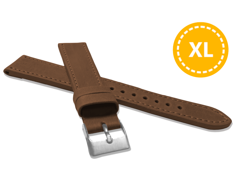 Levně LAVVU LSAXE16 XXL Prodloužený prošitý hnědý řemínek SPORT z luxusní kůže Top Grain - 16 mm XXL