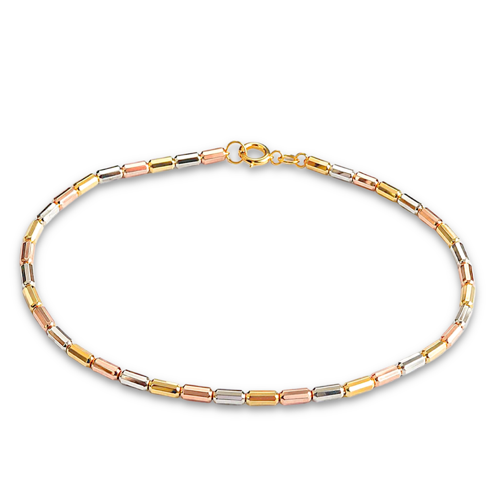 Levně MINET Elegantní zlatý trojbarevný náramek Au 585/1000 2,60g JMG0359WTB17