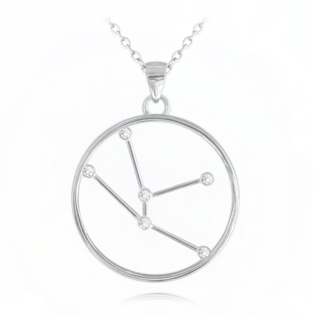 Levně MINET Stříbrný náhrdelník Stars znamení BÝK Czech Crystal JMAS9505SN45