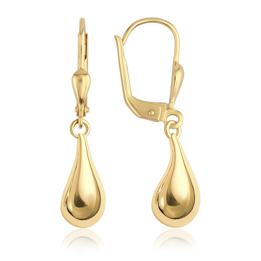 Levně MINET Elegantní zlaté náušnice kapky Au 585/1000 1,85g JMG0224WGE08