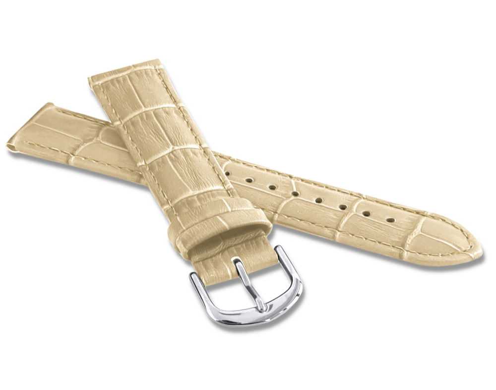 Levně LAVVU BSIUI20 Krémový prošitý řemínek CROCO z luxusní kuže Top Grain - 20 mm