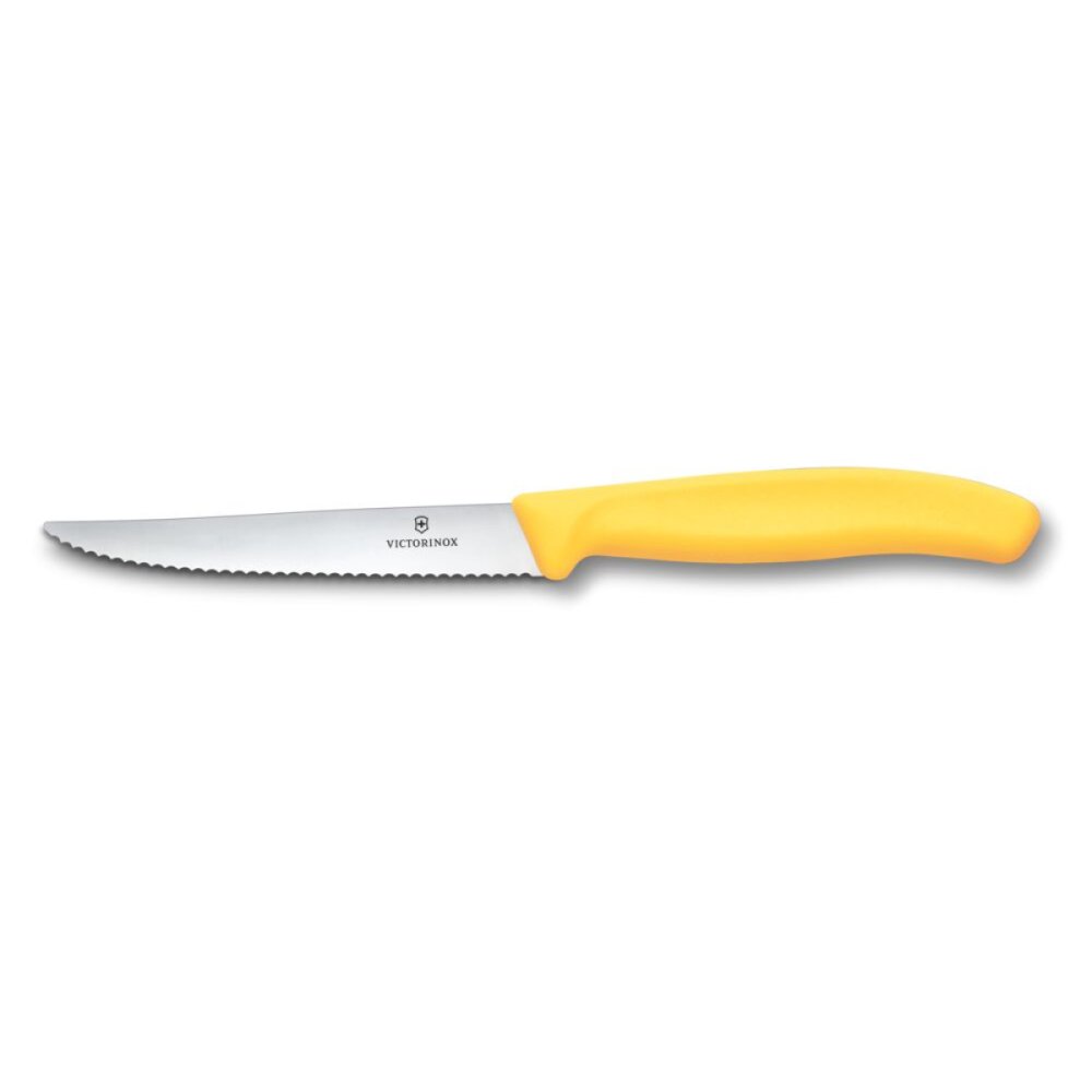 Levně Nůž Victorinox Swiss Classic 6.7238.C1, steak & pizza , 11cm, wavy, yellow