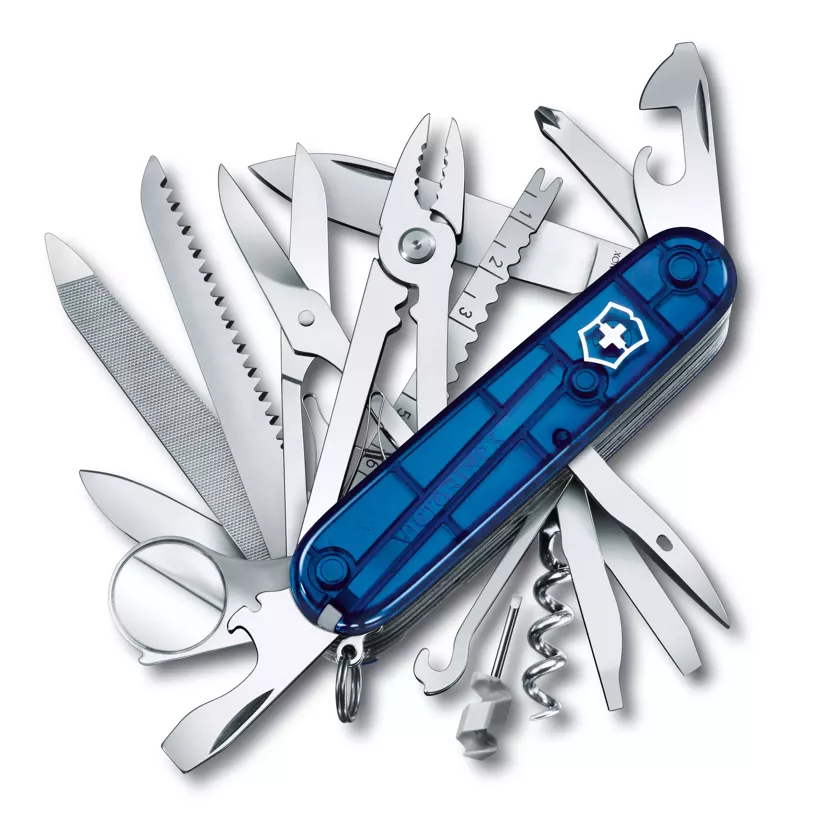 Levně Kapesní nůž Victorinox Swiss Champ 1.6795.T2 Modrý Trasparentní