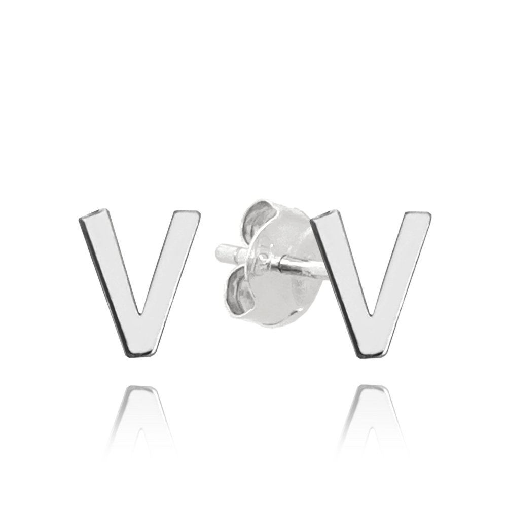 MINET Stříbrné náušnice písmeno "V" JMAS900VSE00