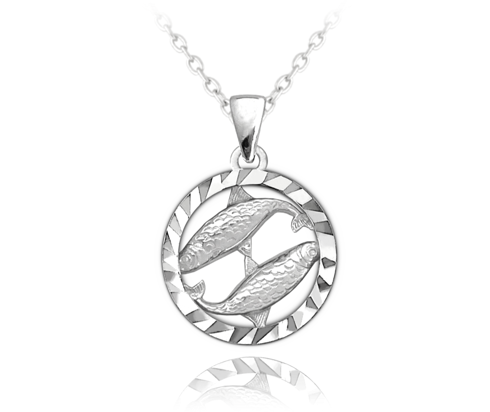 MINET Stříbrný náhrdelník Zodiac znamení RYBY JMAS9403SN45