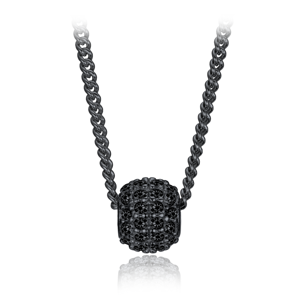Levně MINET Elegantní černě rhodiovaný stříbrný náhrdelník se zirkonem JMAS0322BN45