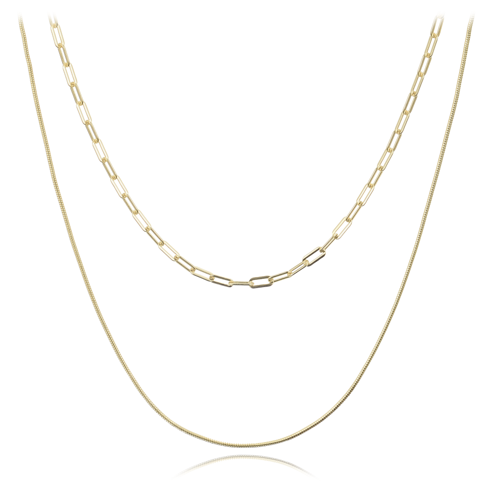 Levně MINET Elegantní pozlacený dvojitý stříbrný náhrdelník JMAN0619GN40