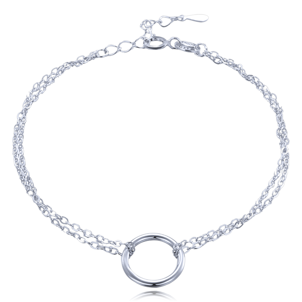 Levně MINET Elegantní stříbrný náramek s kroužkem JMAS0288SB16