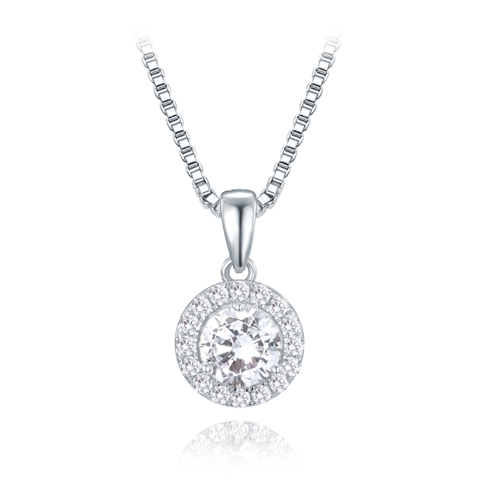 Levně MINET Elegantní stříbrný náhrdelník s bílými zirkony JMAS0257SN45