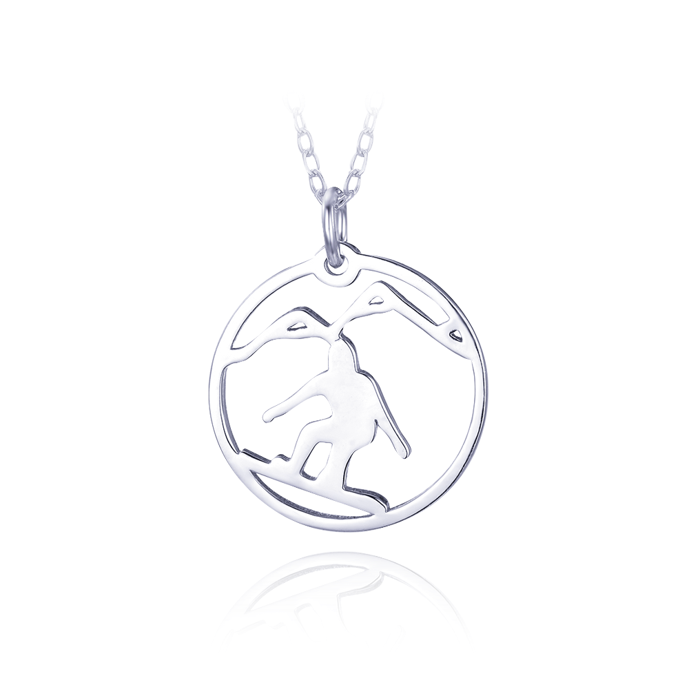Levně MINET Stříbrný náhrdelník snowboard JMAN0602SN45
