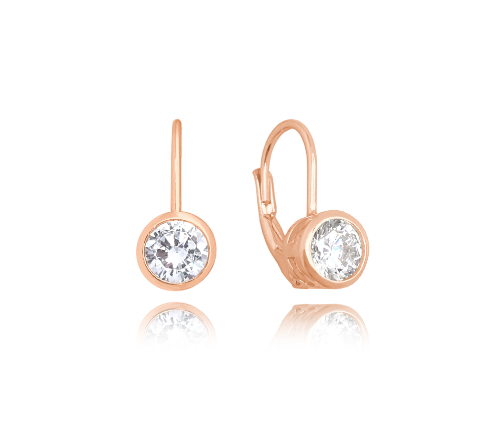 Levně MINET Decentní Rose gold stříbrné náušnice s bílými zirkony JMAS0096RE00