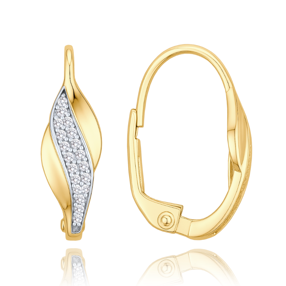 Levně MINET Elegantní zlaté náušnice s bílými zirkony Au 585/1000 2,05g JMG0296WGE00