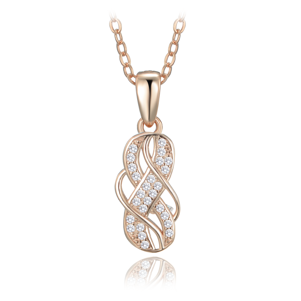 MINET Rose gold luxusní stříbrný náhrdelník s bílými zirkony JMAS0258RN45