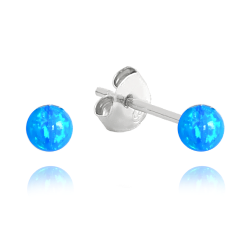 Levně MINET Stříbrné náušnice KULIČKY se světle modrými opálky 3mm JMAS0151AE03