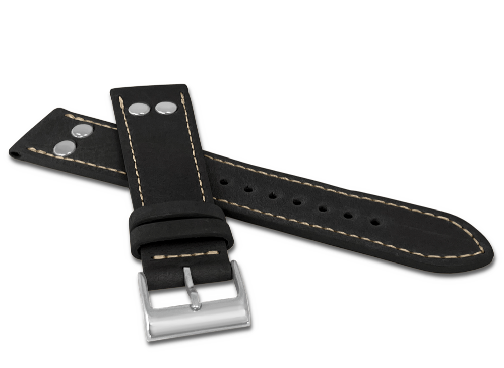 Levně LAVVU LSUAB18 Černý pilotní řemínek PILOT z luxusní kůže Top Grain - 18 mm