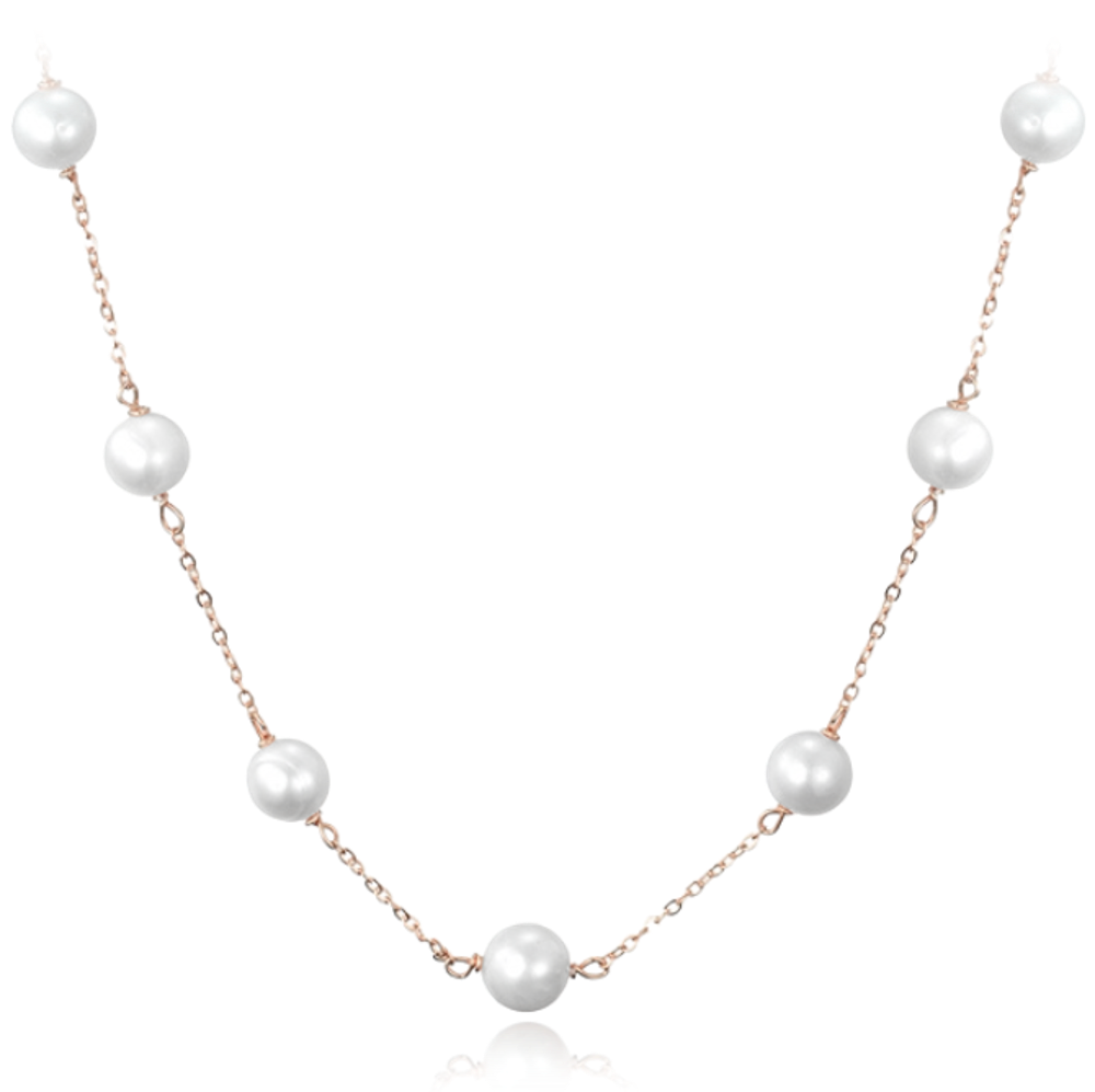 MINET Rose gold stříbrný náhrdelník s přírodními perlami JMAS7050RN50
