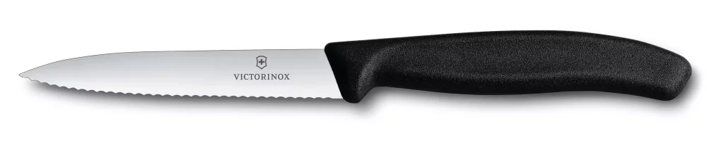 Levně Nůž na zeleninu s vlnkovaným ostřím 10 cm Victorinox 6.7733 Černý