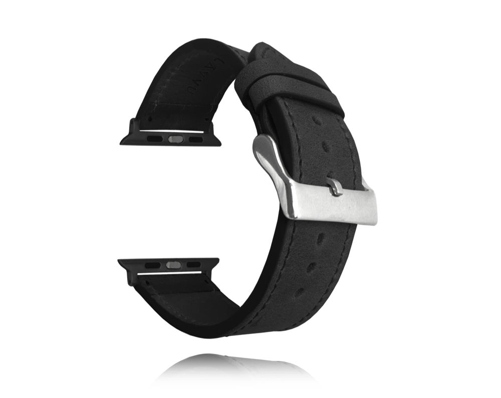 Levně LAVVU Černý kožený řemínek Top Grain pro APPLE WATCH 38-40 mm LSXABX1
