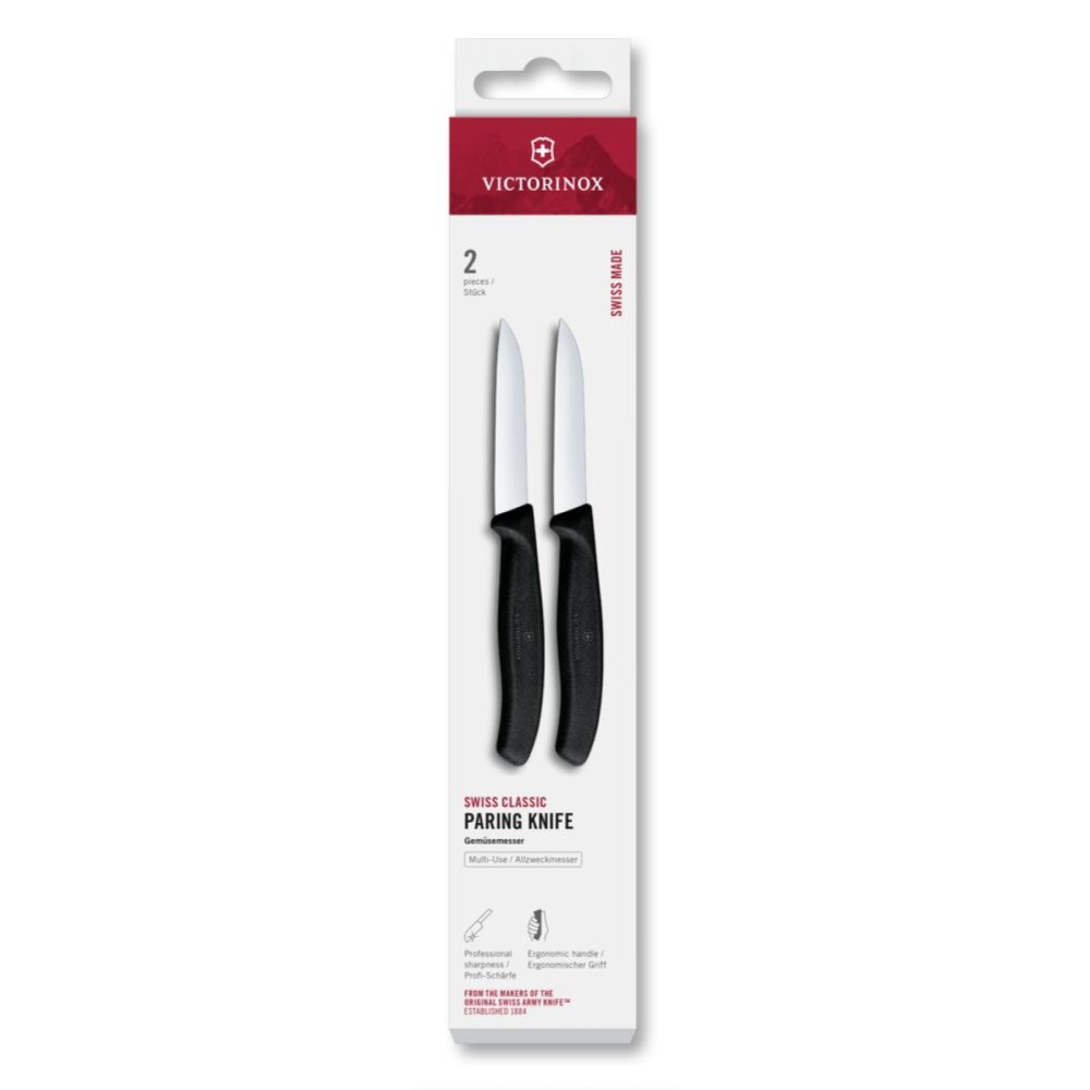 Levně Loupací nůž Victorinox 6.7403.2 Swiss Classic 8 cm, 2ks, Černý