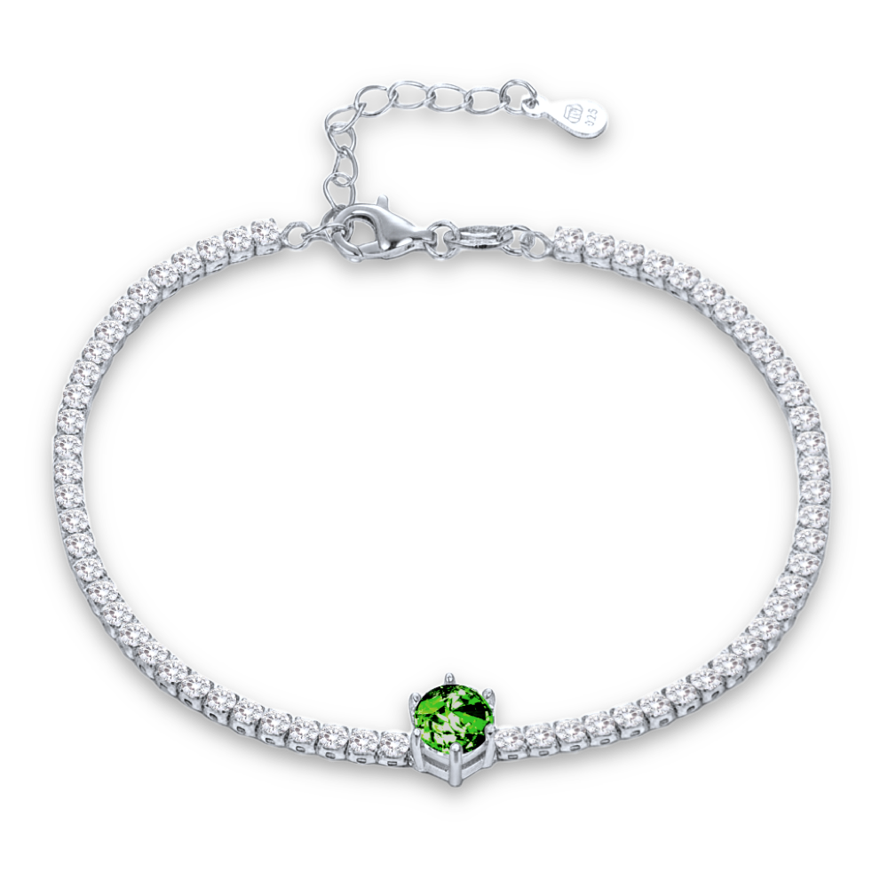 Levně MINET Elegantní stříbrný náramek se zeleným a bílým zirkonem JMAS0333ZB16