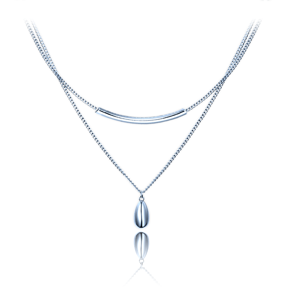 Levně MINET Elegantní dvojitý stříbrný náhrdelník JMAS0294SN47