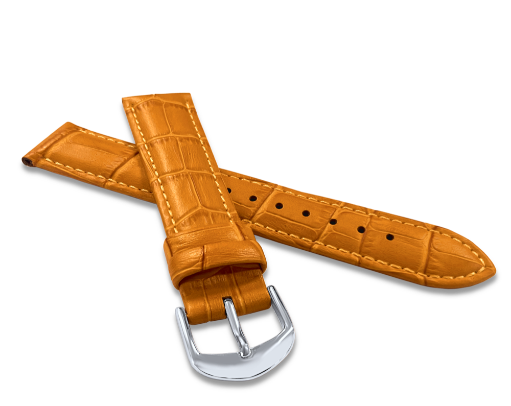 Levně Oranžový prošitý řemínek CROCO Minet BSIUO20 - 20 mm