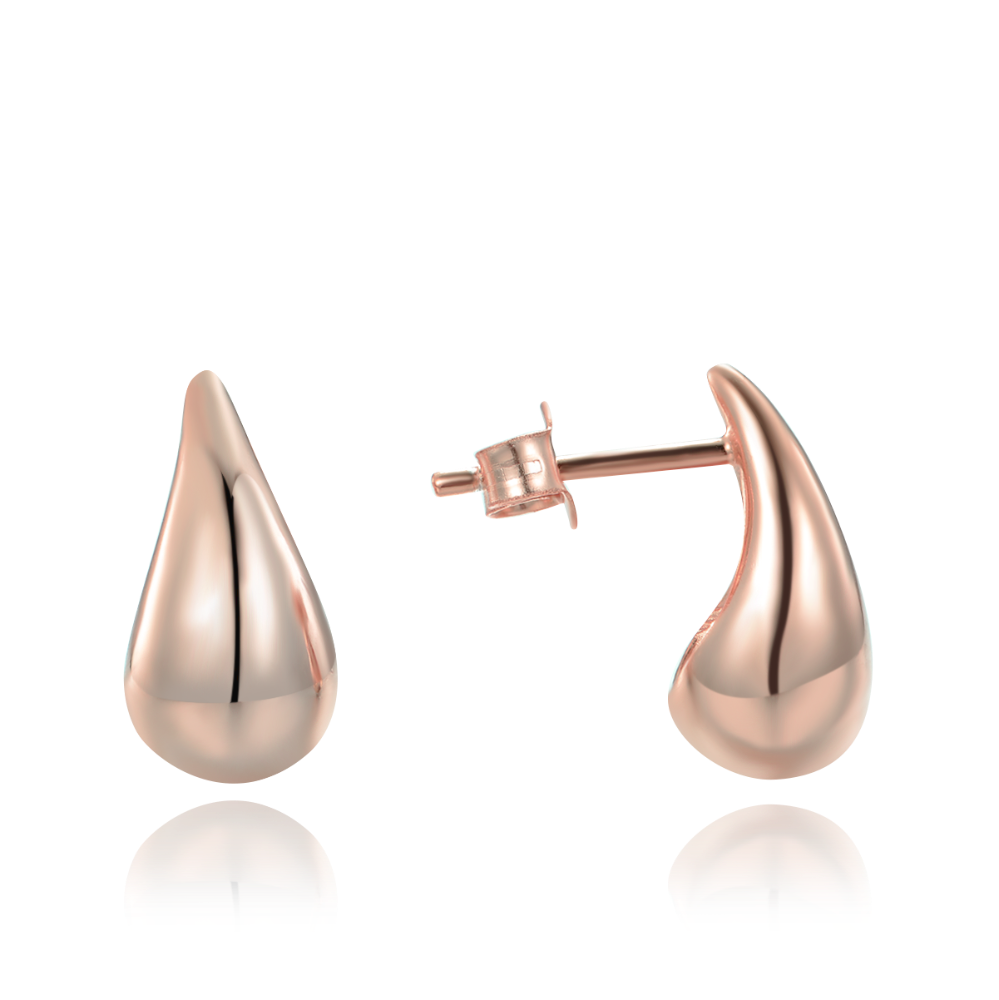 Levně MINET Moderní rose gold stříbrné náušnice kapky JMAN0565RE00